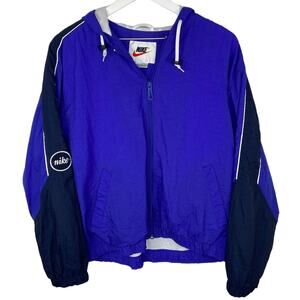 VINTAGE 90s NIKE Windbreaker Jacket Nylon Hooded Full Zip Athletic Size M